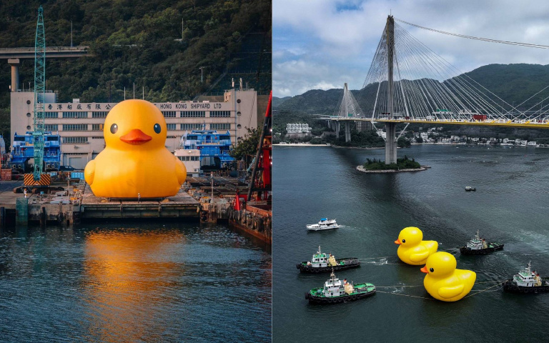 2隻黃色小鴨驚喜登陸香港 將舉行海上公共藝術展覽