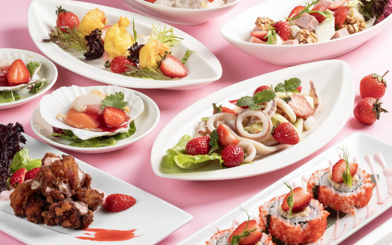 草莓變異國料理？酒店餐廳主題料理，草莓松阪豬、香辣扇貝等美食一次享用！
