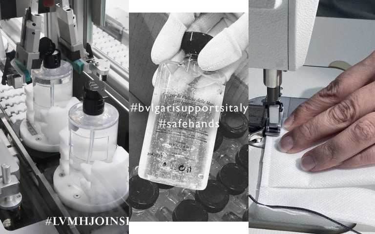 精品一線品牌投入大量乾洗手、口罩等生產,LV、BVLGARI、DIOR、GUERLAIN、GIVENCHY通通加入,全力救助一線醫療人員