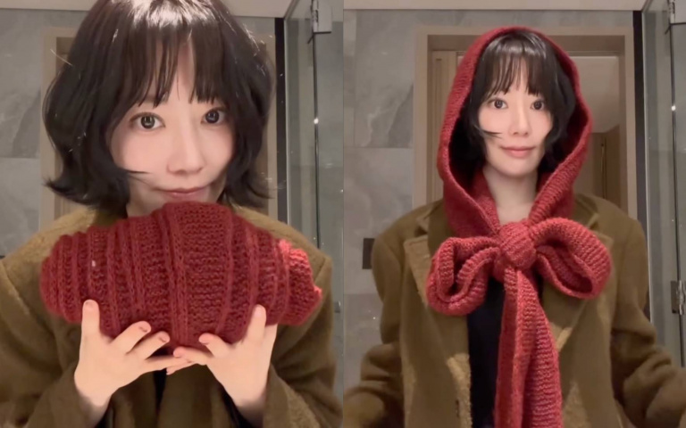不是粉絲也想買！LE SSERAFIM小櫻花「可頌連帽圍巾」，編織功力太犯規！