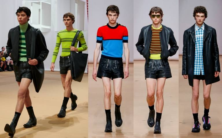 PRADA 2023春夏男裝沒有好身材不能穿?「皮短褲」搭「緊身上衣」提醒男士們快上健身房運動吧!