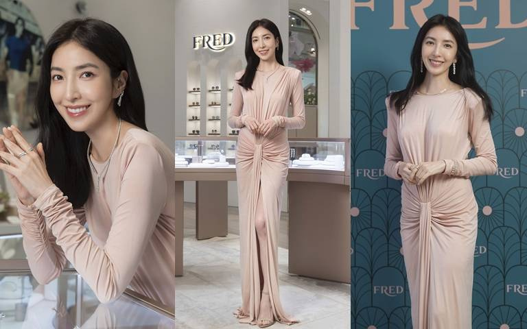 楊謹華化身優雅女神現身FRED高級珠寶展現場！甜喊老公一起來挑情人節禮物！