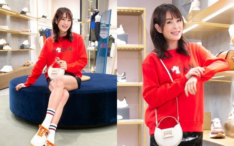 賈永婕超神「凍齡法」？穿上HOGAN大學T、復古潮鞋曬美腿，自誇48歲還能嫩得像20歲大學生！