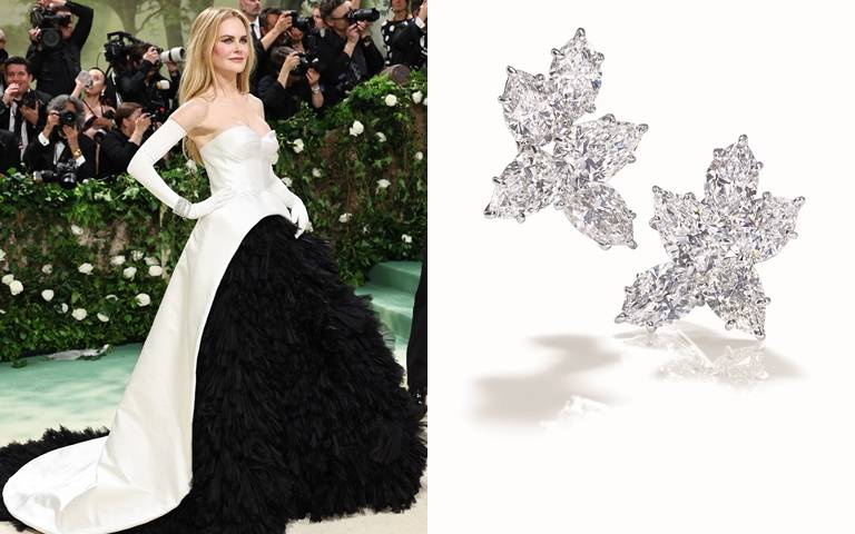國際巨星妮可．基嫚配戴15克拉鑽石耳環等飾品閃耀出席Met Gala！