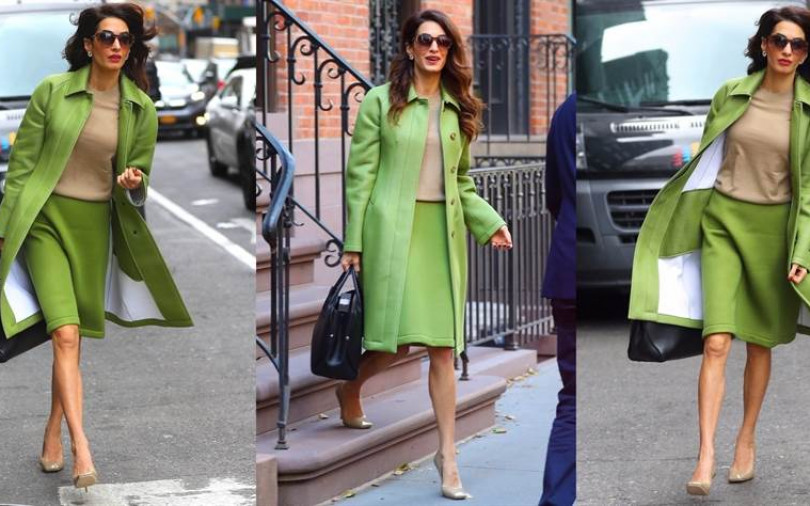 喬治克隆尼嬌妻Amal Clooney最美人權律師稱號不是說假的!這身時髦翠綠套裝實在好看的太搶眼