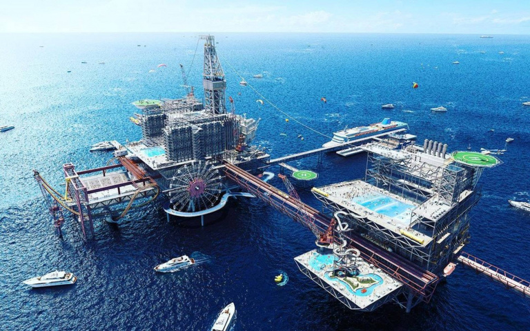 需乘坐渡輪、直升機才能抵達?沙國推出全球第一座「鑽油平台」水上樂園