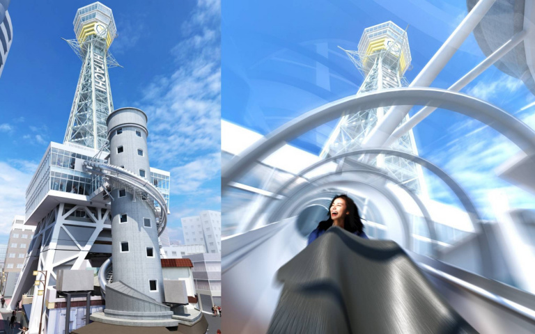 溜下來只需10秒!大阪通天閣「TOWER SLIDER」巨型溜滑梯