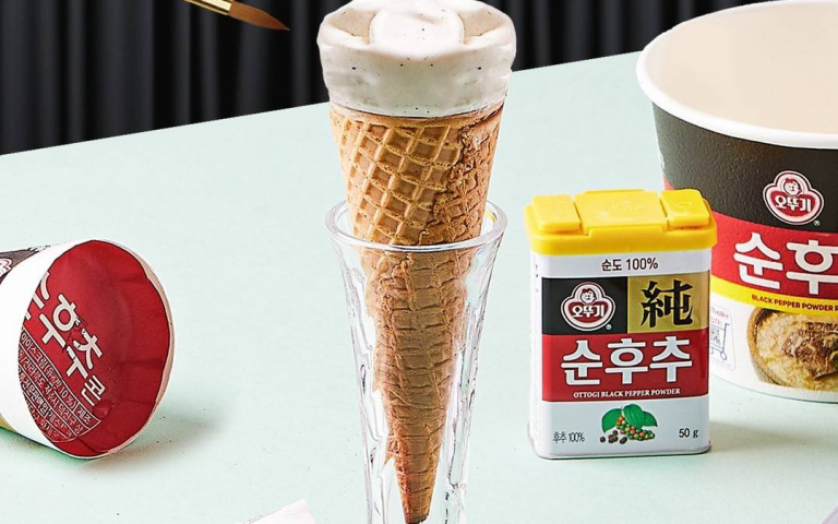 碰撞出帶有「高級感」的絕配滋味!韓國不倒翁推出「胡椒冰淇淋甜筒」