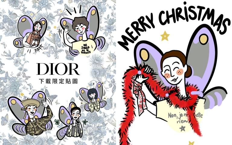 LINE最新免費貼圖快下載！DIOR聖誕限定的法式手繪風貼圖懂用的女孩最時髦！