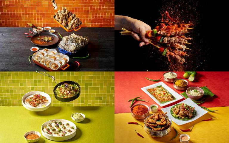 嗜辣老饕請準備！一次滿足四國辣味的川味撸串串、印度辣雞翅、泰式酸辣魚、日式山藥山葵章魚！