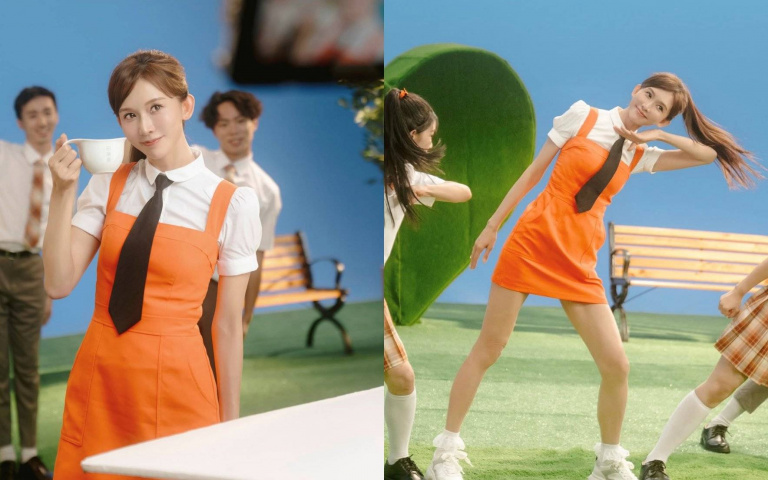 林志玲拍廣告「夢回18歲」！高馬尾+橘色吊帶裙甜到不科學 彷彿少女時代重現！