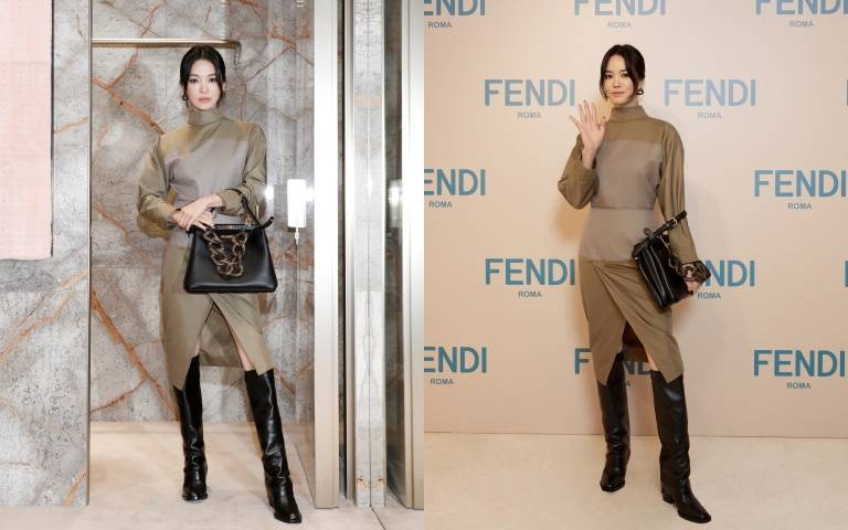 宋慧喬現身香港廣東道全新FENDI開幕!開岔及膝裙小露性感,讓廣東道差點暴動!
