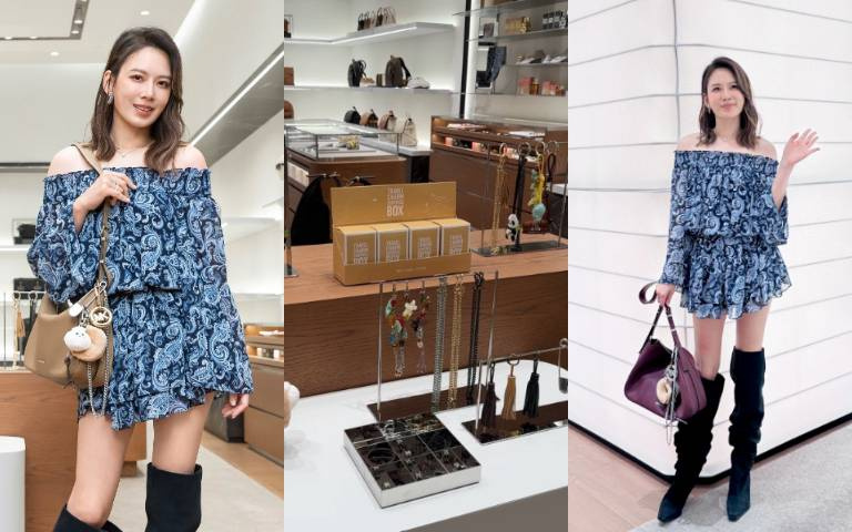 Melody現身MK、鎖骨殺＋逆天長腿美炸！手拎Nolita包搭小籠包吊飾超燒、自曝最愛開盲盒