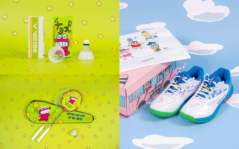 羽球品牌聯名「蠟筆小新」！快帶上野原新之助、風間、妮妮萌翻球場。