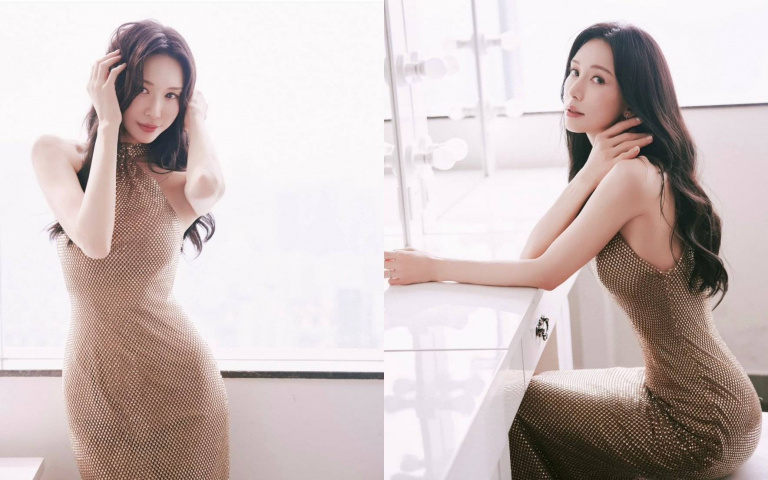 這不是修圖吧？林志玲金色禮服側身照零小腹「瘦到發光」！51歲還有這狀態太狂！