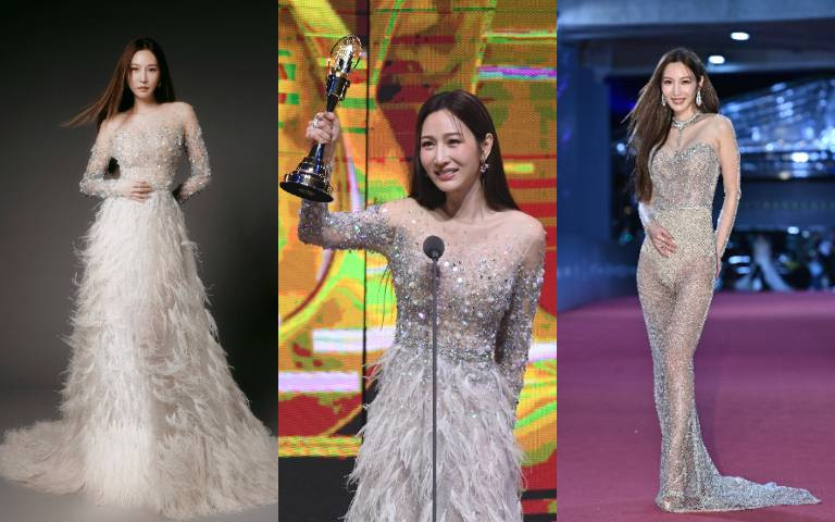 首度入圍金鐘就拿獎、曾莞婷激動淚崩：這條路真的很難走、我走了27年！性感透視戰袍加持、近千萬珠寶上身