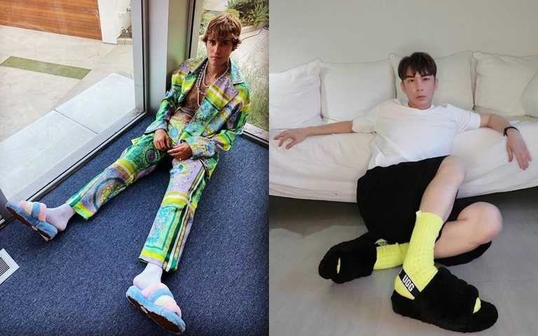 男生也超愛毛毛拖!小賈Justin Bieber、造型大師陳孫華搶搭毛絨拖凹造型!