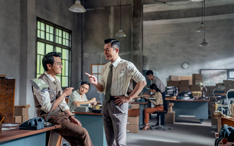 香港警匪電影《金錢帝國：追虎擒龍》 兩大影帝古天樂 林家棟 兩人大方表示拍片時有愛上對方之感