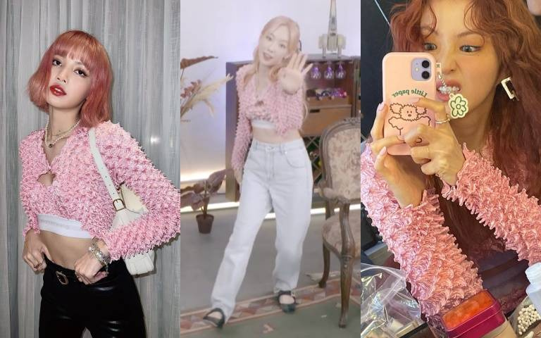 Lisa、太妍、韓素希撞衫都要穿的粉色 POPCORN 上衣,宣告Y2K 風潮回歸