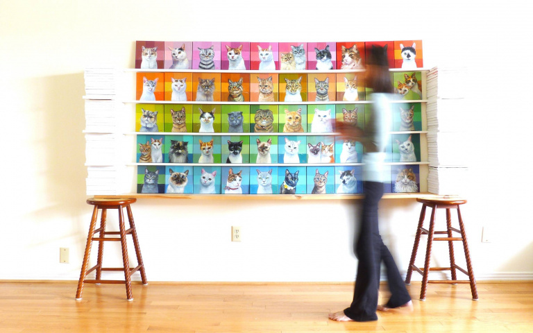 貓奴請進！旅加畫家陳岳琳以畫行善　「百貓」公益作品展限期6天展出