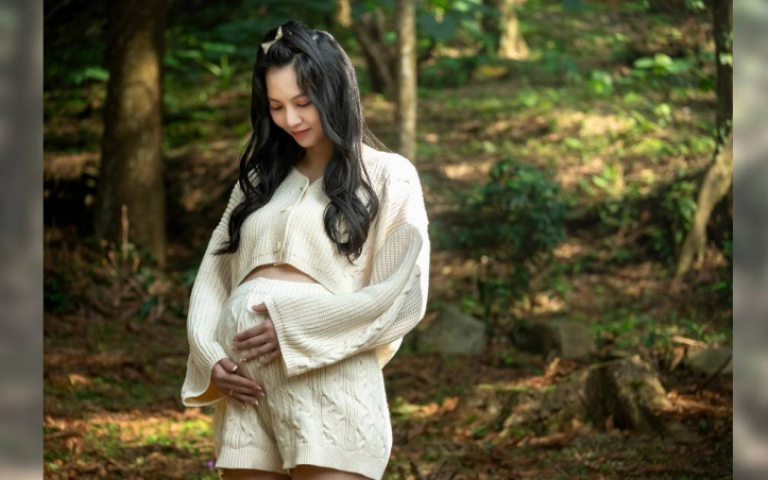 陳緗妮挺36周孕肚唱跳　老公謝和弦揹著寶寶全程陪伴