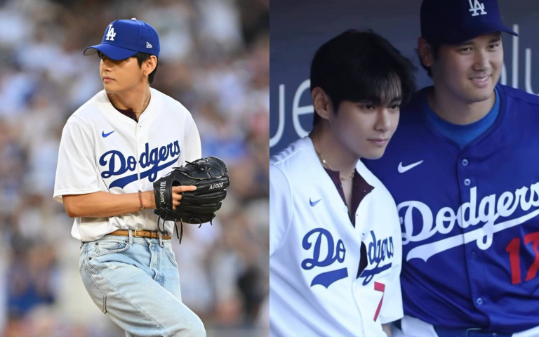 BTS V道奇主場開球帥氣滿分　與大谷翔平夢幻同框掀全場轟動